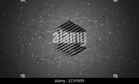 REN-Token-Symbol des defi-Projekts Kryptowährung Thema auf einem blauen polygonalen Hintergrund. Logo-Symbol für Kryptowährung. Dezentrale Finanzierungsprogramme. Stock Vektor