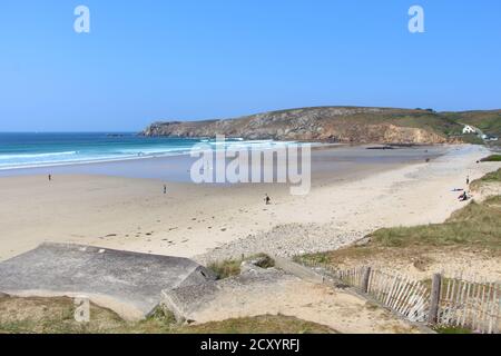 Baie des Trepasses Strand in Plogoff bei Ebbe Stockfoto