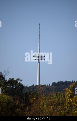 Dünner Sendeturm Koblenz Stockfoto