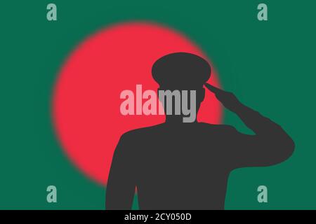 Löt Silhouette auf verwackelte Hintergrund mit Bangladesch Flagge. Stock Vektor