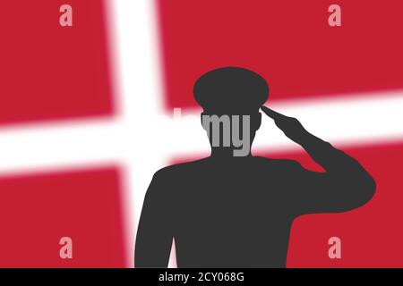 Löt Silhouette auf verwackelte Hintergrund mit Dänemark Flagge. Stock Vektor
