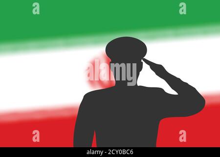 Löt Silhouette auf verwackelte Hintergrund mit Iran Flagge. Stock Vektor