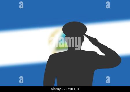Löt Silhouette auf verwackelte Hintergrund mit Nicaragua Flagge. Stock Vektor