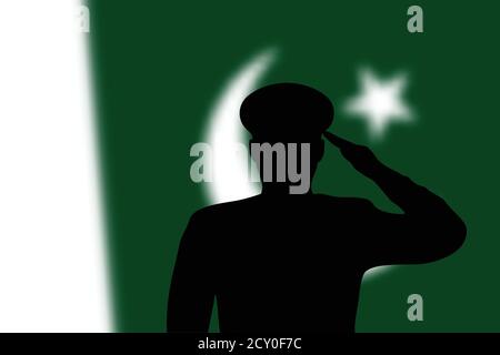 Löt Silhouette auf verwackelte Hintergrund mit Pakistan Flagge. Stock Vektor