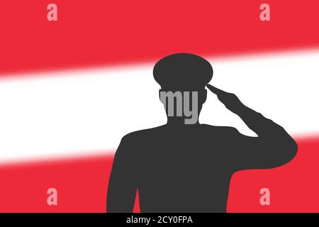Löt Silhouette auf verwackelte Hintergrund mit Österreich Flagge. Stock Vektor