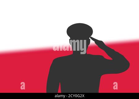 Löt Silhouette auf verwackelte Hintergrund mit Polen Flagge. Stock Vektor