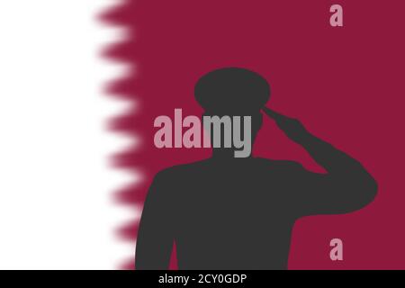 Lot Silhouette auf verwackelte Hintergrund mit Katar Flagge. Stock Vektor