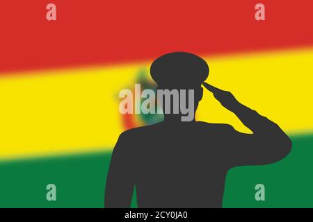 Lot Silhouette auf verwackelte Hintergrund mit Bolivien Flagge. Stock Vektor