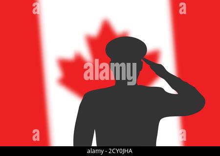 Löt Silhouette auf verwackelte Hintergrund mit Kanada Flagge. Stock Vektor