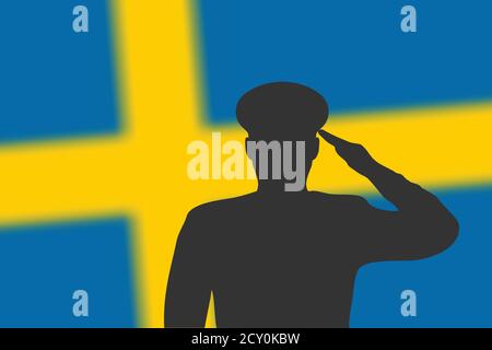 Löt Silhouette auf verwackelte Hintergrund mit Schweden Flagge. Stock Vektor