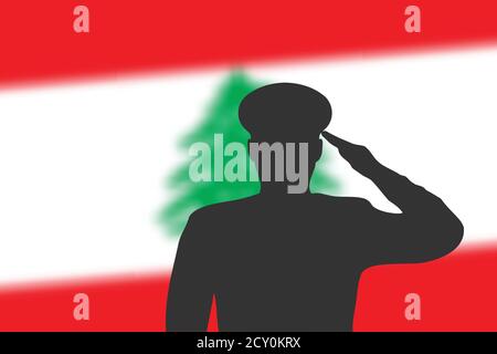 Löt Silhouette auf verwackelte Hintergrund mit Libanon Flagge. Stock Vektor