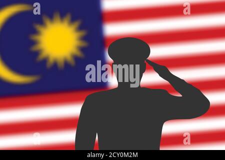 Löt Silhouette auf verwackelte Hintergrund mit Malaysia Flagge. Stock Vektor