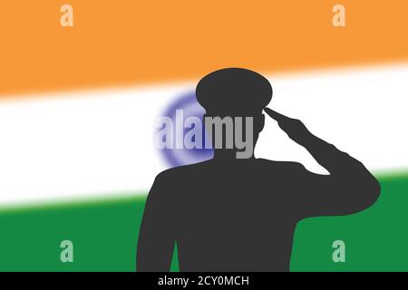 Löt Silhouette auf verwackelte Hintergrund mit Indien Flagge. Stock Vektor