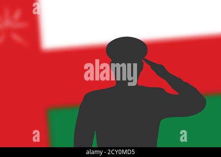 Löt Silhouette auf verwackelte Hintergrund mit Oman Flagge. Stock Vektor