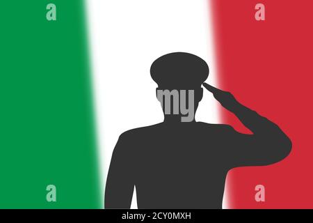 Löt Silhouette auf verwackelte Hintergrund mit Italien Flagge. Stock Vektor