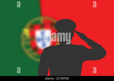 Löt Silhouette auf verwackelte Hintergrund mit Portugal Flagge. Stock Vektor