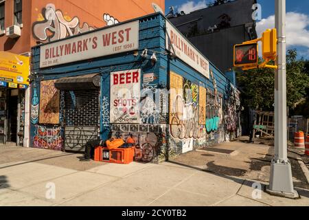 Die geschlossene Billymark's West Tauchbar in New York am Mittwoch, 30. September 2020. . (© Richard B. Levine) Stockfoto