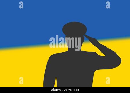 Löt Silhouette auf verwackelte Hintergrund mit Ukraine Flagge. Stock Vektor