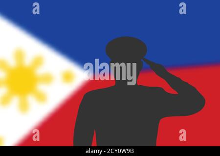 Löt Silhouette auf verwackelte Hintergrund mit Philippinen Flagge. Stock Vektor