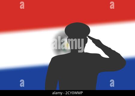 Löt Silhouette auf verwackelte Hintergrund mit Paraguay Flagge. Stock Vektor