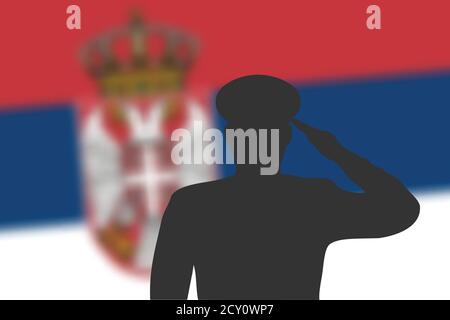 Löt Silhouette auf verwackelte Hintergrund mit Serbien Flagge. Stock Vektor