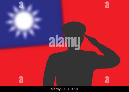 Löt Silhouette auf verwackelte Hintergrund mit Taiwan Flagge. Stock Vektor