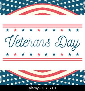 Happy Veterans Tag, Hand Zeichnung Buchstaben amerikanische Flagge Hintergrund Karte Vektor Illustration Stock Vektor