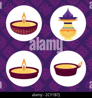 Happy diwali Festival, Lichter Festival Feier traditionelle Symbole Vektor Illustration Stock Vektor