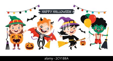 Happy Funny Kind Feiert Halloween Stock Vektor