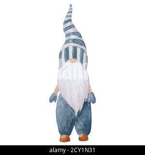 GNOME scandinavian für Printdesign. Handbemalter nordischer weihnachtsmann. Stockfoto