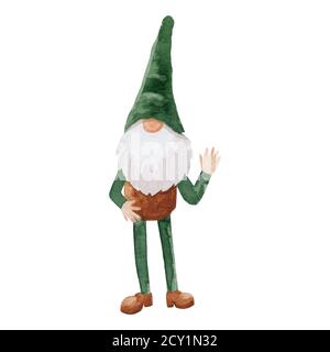 GNOME scandinavian für Printdesign. Handbemalter nordischer weihnachtsmann. Stockfoto