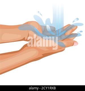 Händewaschen mit Wasser. vektorgrafik Stock Vektor