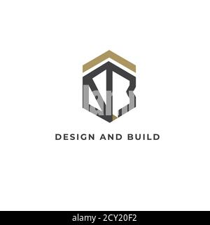 N,B Buchstaben des Alphabet Vektor-Logos. NB-Emblem. N Buchstabe, B Buchstabe geometrisches Emblem Stock Vektor
