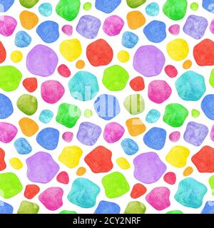 Bunte abstrakte geometrische unregelmäßige Formen auf weißem Hintergrund. Abstrakte einfache helle Farbtextur. Aquarell handgezeichnete Illustration Stockfoto