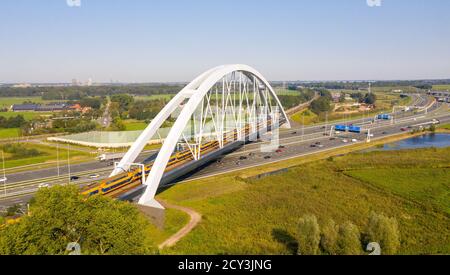 Zandhazenbrug Zugbrücke über die A1 von Amersfoort nach Amsterdam Stockfoto