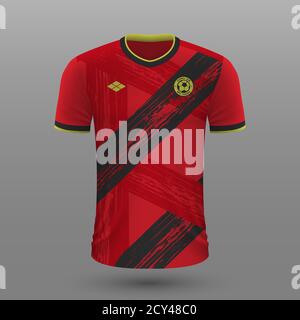 Realistisches Fußballtrikot 2020, Belgien Heimtrikot Vorlage für Fußballtrikot. Stock Vektor