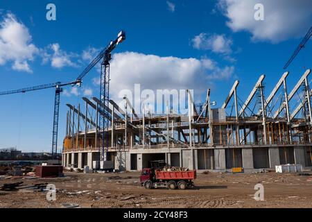 Baustelle der Baltischen Arena, Fußballstadion - Danzig, Polen Stockfoto