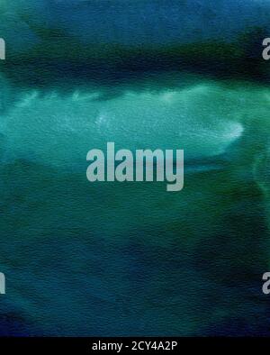 Abstrakter Aquarellhintergrund, handbemalte Textur, grüne und blaue Farbflecken. Design für Hintergründe, Tapeten, Abdeckungen und Verpackungen Stockfoto