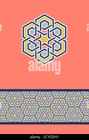 Muslimische Feiertage Grußkarte Vorlage. Traditionelle arabische islam Geometrie, dekorative Design-Element und Muster Grenze. Vektorgrafik. Ramadan K. Stock Vektor