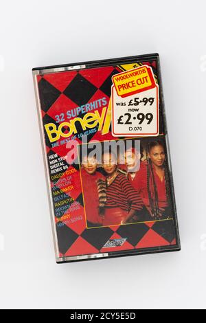 Boney M Kassettenband mit Woolworths Preis geschnitten Preisaufkleber Stockfoto