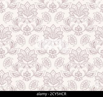 Jacobean florale Illustration., Wiesenblumen Hintergrund. Zwei Farben Kräuter Tapete Hintergrund. Nahtloses Vektormuster. Jacobean Stickerei floral, Stock Vektor