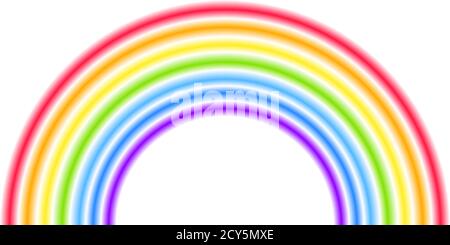 Regenbogen Bogenform, Halbkreis, helle Farbspektren, bunt gestreiftes Muster. Vektorgrafik. Regenbogensymbol. Stock Vektor