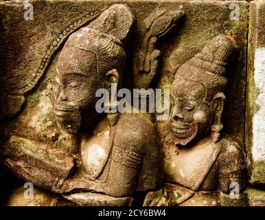 Alte Totems in Angkor Wat in Kambodscha Stockfoto