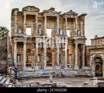 Antiken Ruinen der Bibliothek von Ephesus, Türkei Stockfoto