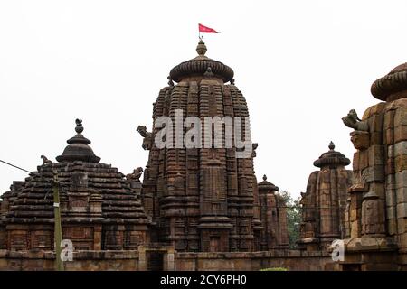 Bhubaneswar, Indien - 4. Februar 2020: Außenansicht des Brahmesvara-Tempels am 4. Februar 2020 in Bhubaneswar, Indien Stockfoto