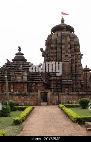 Bhubaneswar, Indien - 4. Februar 2020: Außenansicht des Brahmesvara-Tempels am 4. Februar 2020 in Bhubaneswar, Indien Stockfoto