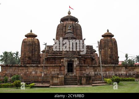 Bhubaneswar, Indien - 4. Februar 2020: Außenansicht des Brahmesvara-Tempels am 4. Februar 2020 in Bhubaneswar, Indien Stockfoto