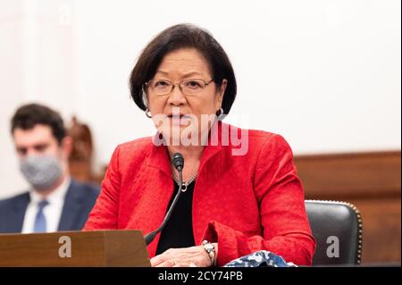 US-Senator Mazie Hirono (D-HI) spricht bei einer Sitzung des Justizausschusses des Senats. Stockfoto