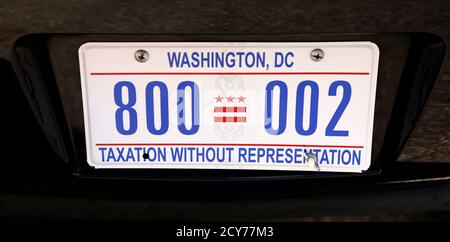 Washington Dc Besteuerung Ohne Vertretung Geben Uns Kfz Kennzeichen Stockfotografie Alamy