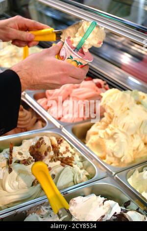 Traditionelle italienische Eiscreme. Stockfoto